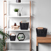 Boho Black Paper and Natural Rope Woven Storage Basket with Handles Set of 3